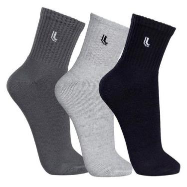 Imagem de Kit 3 pares de meias cano medio sport lupo 03245-089, M, Chumbo