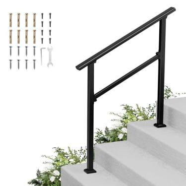 Imagem de Trilhos de mão para degraus externos, ângulo ajustável, corrimão de escada de 3 a 4 degraus, liga de alumínio galvanizado, 272 kg, LC, kit de corrimão para escadas internas, impermeável, para varanda