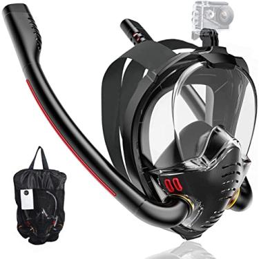 Imagem de Máscara de snorkel Full Face com Respiração Dry Top Equipamento snorkeling -Tube natação Anti-Vazamento Suporte para Câmera Adultos Jovens Homens e Mulheres