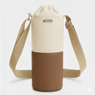 Imagem de Bolsa Térmica (MARFIM COM MARROM) RAMIERE para Garrafa de 2 LITROS em Couro Sintético - Coleção Cores VERÃO 2026