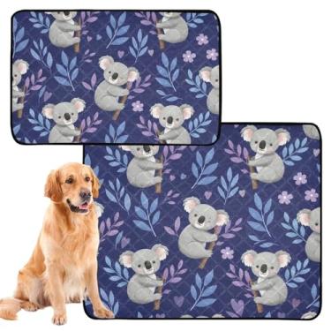 Imagem de Almofadas de xixi laváveis para animais de estimação, fofas cinzas, coalas, azuis, roxas, reutilizáveis para animais de estimação, almofadas absorventes e impermeáveis para gaiolas de cachorro, médio