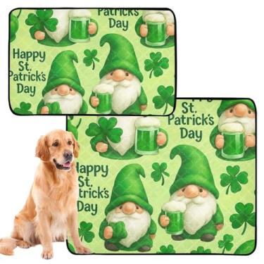 Imagem de Cute Gnomos Almofadas verdes de xixi para cães, à prova d'água, tapete de cercadinho para cães, extra grande, conjunto de 2