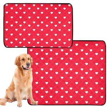 Imagem de Tapetes laváveis para cães de estimação, à prova d'água, cercadinho para cães, corações brancos, vermelho, vibrante, tapete de xixi, reutilizável, à prova de vazamento, pequeno pacote com 3
