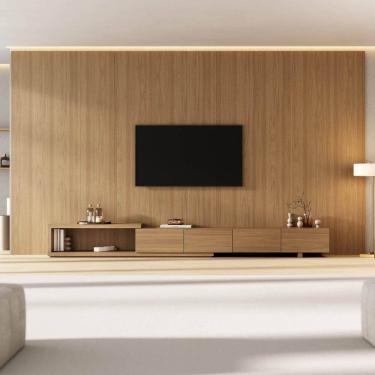 Imagem de Rack Extensível com Painel para Tv até 86 Polegadas Liso 400x230cm Aruá Cabecasa Madeiraoriginals Jatoba
