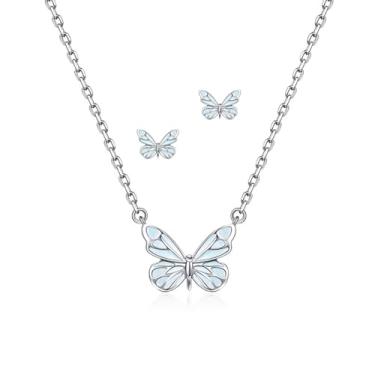 Imagem de Colar com pingente de borboleta luminosa fofo conjunto de joias para mulheres delicado boêmio inseto animal clavícula corrente amiga festa da amizade dia dos namorados dia das mães joias presente