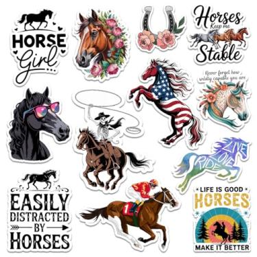 Imagem de Pacote com 12 adesivos de cavalo para vaqueiros, vaqueiras, cavaleiros e amantes de equitação – decalques de vinil florais, caubóis, corrida e pastel para garrafa de água, laptop, caderno, presente