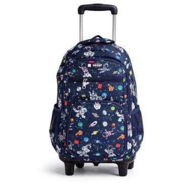 Imagem de Mochila Infantil de Rodinhas 2x1 Carrinho Removível Modelos Astronauta Juvenil Reforçada Menino