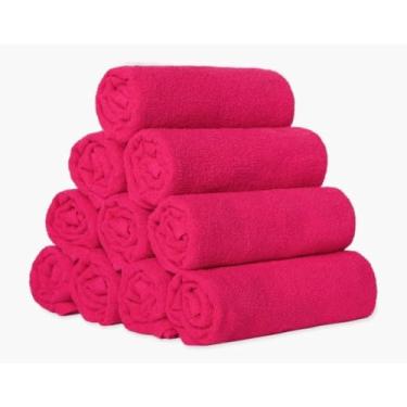 Imagem de Kit 3 Toalhas 100% Algodão para Salão de Beleza, Barbearia e Estética – Alta Absorção, Macias e Resistentes(3 TOALHAS SALAO ROSA)