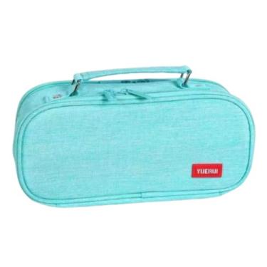 Imagem de Estojo Escolar Organizador Infantil 2 Divisórias Internas Zíper Interno Organizadora Lapis e Canetinhas Necessaire Viagem Feminino Masculino (VERDE)