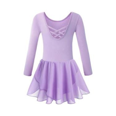 Imagem de Collant de manga comprida para meninas com saia vestido de dança infan