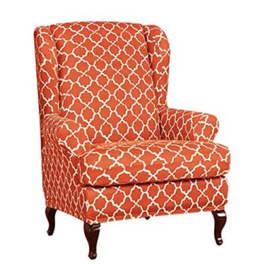 Imagem de Capas de cadeira Wingback de 2 peças, capa de cadeira elástica para poltrona, capa lavável para sofá, cadeiras, tecido elastano, protetor de móveis para sala de estar, quarto, hotel, laranja