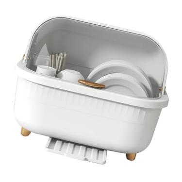 Imagem de GLOGLOW Suporte de Colher/caixa de Braçadeira de Pote Com Tampa, Escorredor Compacto Multifuncional para Armazenamento de Cozinha e Organização de Secagem de Prato de Plástico Nan (Branco Médio,