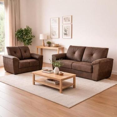 Imagem de Sofá 2 e 3 Lugares Rincão Fiesta Suede Marrom, 174 cm - RINCAO