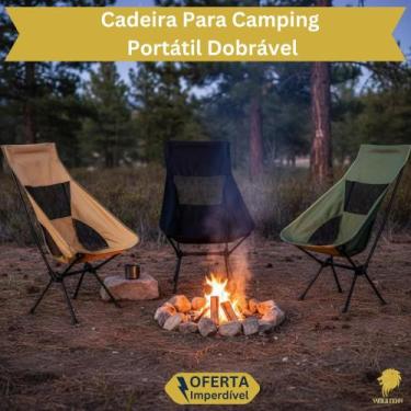 Imagem de Cadeira Camping Dobrável com Tela Encosto Reforçada Praia Pesca Acampa
