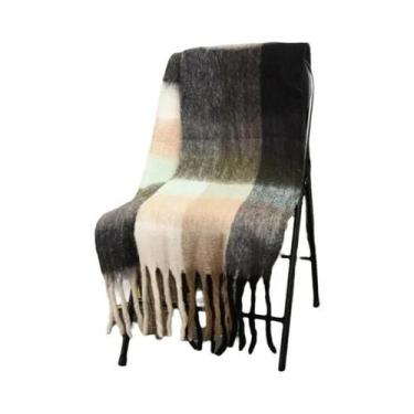 Imagem de Cachecol De Cashmere Para Homens E Mulheres, Grosso, Quente, Xadrez, L