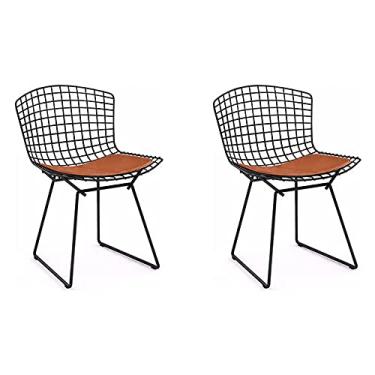 Imagem de Kit 2 Cadeiras Bertoia Preta Com Assento Cobre