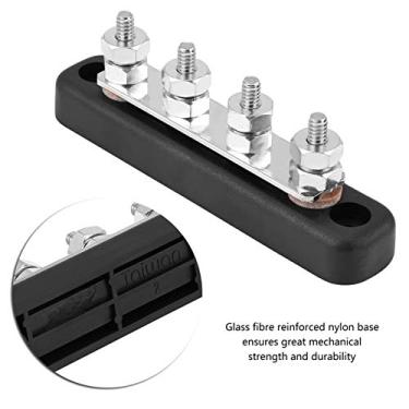 Imagem de GLOGLOW Terminal de Barra de Linha Comum, Nylon Reforçado Com Fibra de Vidro, 100A 4 Parafusos Bloco de Distribuição de Solo para Fiação Solar Marítima Automotiva