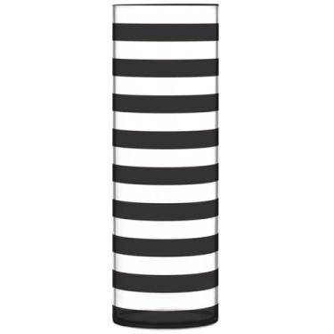 Imagem de Vasos de flores cilíndricos com listras pretas e brancas para centros de mesa, vaso de flores alto personalizado, decoração de apartamentos, estética, 30 cm x 9,9 cm