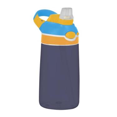 Imagem de Garrafa de água preta infantil para escola, 473 ml Tritan 473 ml garrafa de água esportiva com canudo, copo infantil reutilizável à prova de vazamento, alça de transporte