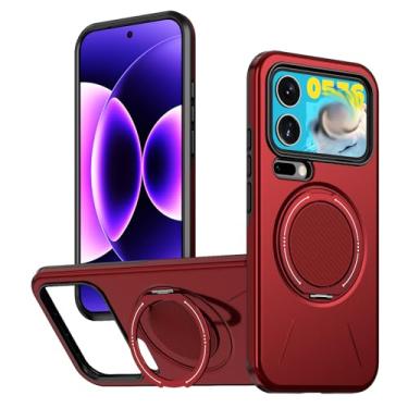 Imagem de LTLMYDAM Capa magnética para Xiaomi 17 Pro Max/17 Pro/17, anel rotativo, ultrafina, proteção de borda elevada à prova de choque, vermelha, 17 Pro Max