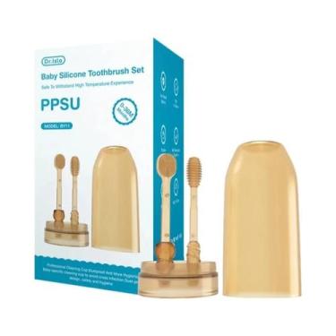 Imagem de Escova De Dente De Silicone 3 Em 1 Para Bebês E Crianças Com Capa Livr