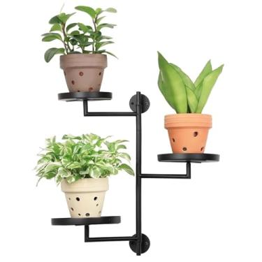 Imagem de Sanpyl Prateleiras Giratórias para Plantas de Parede Com Janela, Suporte para Plantas Flutuante de 3 Camadas, Suporte de Exibição de Decoração para Vasos de Flores (3 bandejas)