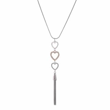 Imagem de Zuvexe Colares femininos com pingente longo, corrente de cobra, prata, ousada, corrente de coração, lágrima, borla, espiral, suéter, corrente de dois tons, joia grossa, Metal, Sem Pedra Preciosa