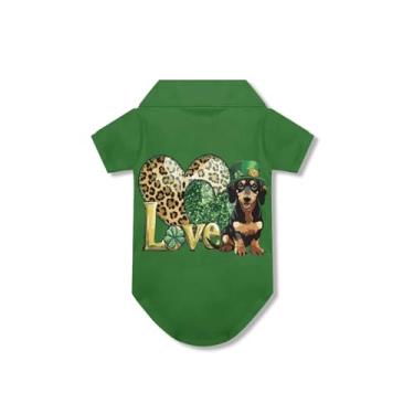 Imagem de Bivxisrvo Camiseta polo de coração para cães grandes, meninas, fofas, com colarinho, macia, respirável, para animais de estimação, dia de São Patrício, roupas para cachorrinhos, gatos, roupas para