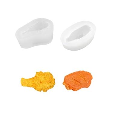 Imagem de Liiaiyter Molde de silicone de perna de frango frito 3D, molde de silicone antiaderente de asas de pintinho moldes de vela para chocolate, resina, sabão | Moldes fofos de fondant de pão para