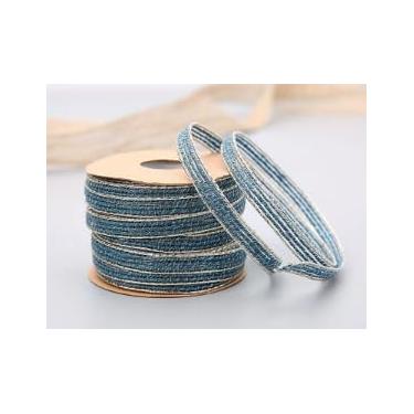 Imagem de Fita Hessiana de juta vintage de 10 m/rolo com renda rústica decoração de festa de casamento Natal faça você mesmo artesanato embalagem de presente (azul)