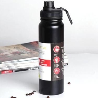 Imagem de Garrafa Térmica 800 ml – Inox 304, Duplo Vácuo, Base Emborrachada Antiderrapante – 24h Frio / 12h Quente – Preto