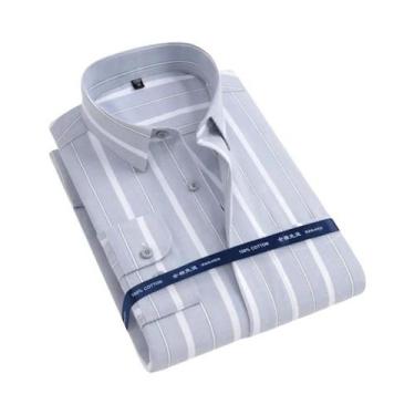 Imagem de Camisa Oxford Masculina De Manga Longa 100% Algodão Confortável Respir