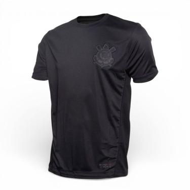 Imagem de Camisa Corinthians All Black Recortes Frontal Logo Bordado