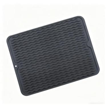 Imagem de Tapete de secagem de pratos de silicone, tapete de pia antiderrapante fácil de limpar tapete de escorredor de pratos grande resistente ao calor para balcão de cozinha, pia, geladeira ou forro de