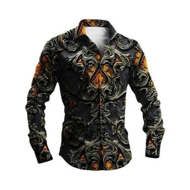 Imagem de Camisa Masculina Amarela De Manga Longa Com Botões Para Festa De Hallo