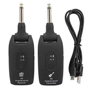 Imagem de RiToEasysports Receptor Transmissor de Guitarra Sem Fio, Receptor Transmissor de Guitarra Sem Fio de 2,4 GHz Áudio Recarregável Com Baixo Ruído de 12,5 Ms para Instrumentos Elétricos de Baixo (BLACK)