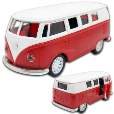Imagem de Miniatura Kombi em metal e plástico, carrinho de ferro, Fricção, rodinhas em borracha, 1:32,12 CM (Vermelho)