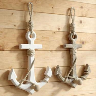 Imagem de Âncoras Náutica Marítima Casa De Praia Mar 18x15cm Kit 2pçs - Genérico