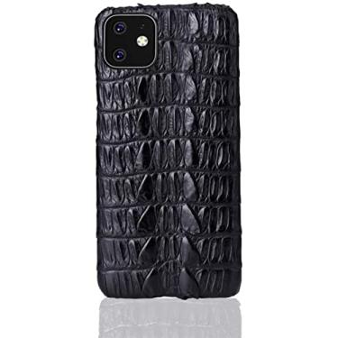 Imagem de KAVJU Capa de telefone de pele de crocodilo, capa macia anti-queda proteção masculina capa à prova de choque para iPhone 11 Caudalfin (Cor: para Iphone11, Tamanho: espinha dorsal)