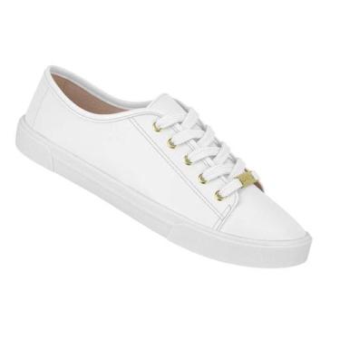 Imagem de Tênis Feminino Baixo Casual Básico Moleca Confortável, Branco, 38