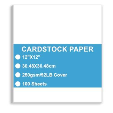 Imagem de Papel cartolina – Estoque branco pesado liso, papel de estoque, 41,7 kg (250 gsm), 30,5 x 30,5 cm, 100 folhas, papel cartolina para impressora, currículo, álbuns, arte, artesanato, cartões de visita