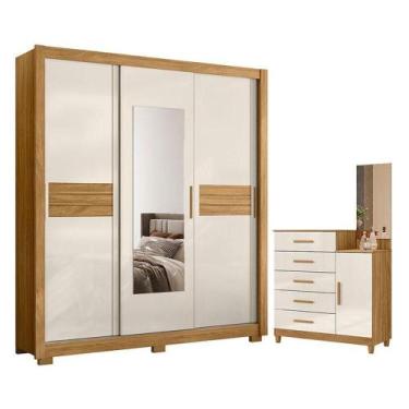 Imagem de Guarda Roupa Casal Canadá E Cômoda Lisboa Freijó Off White - Moval - M
