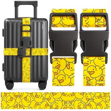 Imagem de Pacote com 2 alças de bagagem para malas, cinto de viagem ajustável com trava dupla, tiras de embalagem de viagem de cores brilhantes com fivela de liberação rápida, nylon exclusivo para saco de