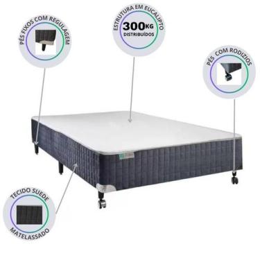 Imagem de Base Box Casal Castor Silver Star Suede Cinza 138x188x40 - Linha Luxo 