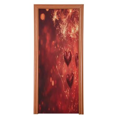 Imagem de Blueangle Capa elástica para porta de fogos de artifício dos namorados - Faixa de porta frontal de tecido elástico para decoração de festa em casa ao ar livre (343)