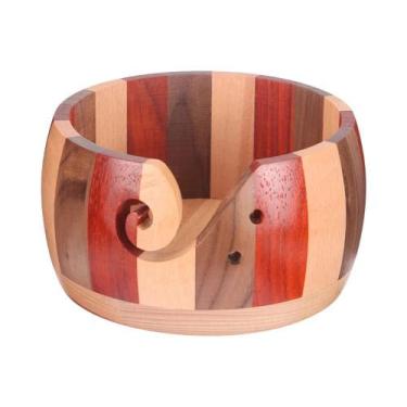 Imagem de Bowl De Madeira Artesanal Para Armazenamento De Fios De Tricô E Crochê