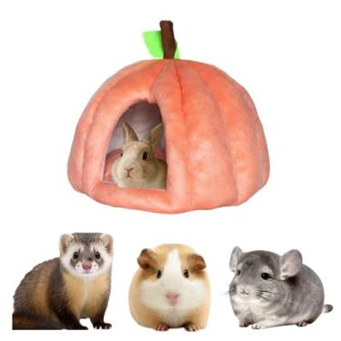 Imagem de Copfeu Cama de coelho de estimação, adorável ninho aconchegante em forma de abóbora, refúgio confortável espesso, adequado para coelhos, porquinhos-da-índia, furões, chinchilas e outros animais de