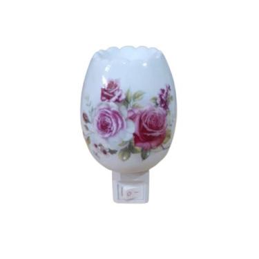 Imagem de Mini Abajur De Tomada Luminária De Cerâmica Bivolt Difusor Cor:Rosa Br