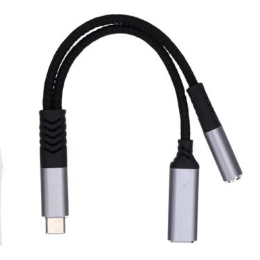 Imagem de ASHATA Adaptador de Carregador e Fone de Ouvido USB C para 3,5 Mm, Cabo 2 Em 1 Tipo C para Conector Auxiliar Com Carregamento Rápido PD 60 W, Suporte 24 Bits 96 KHz, para Telefone,