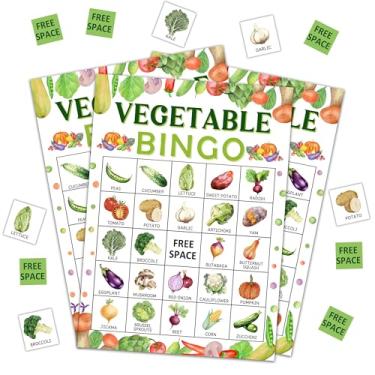 Imagem de DRWJPAT Jogo de bingo vegetal, jogos de festa de Páscoa feliz para adultos, cartões de jogo de bingo de coelho fofo para atividades de amigos em família em grupo grande, suprimentos de decoração de